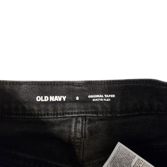Old Navy Taper Jeans Built In Flex Style Coal Black Straight-Leg Boys Size 8 - Picture 4 of 7